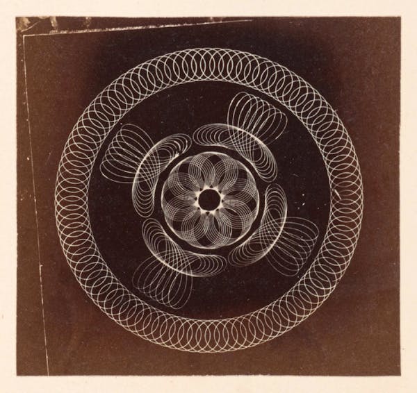  Albumen silver print of ornamental lathe turning