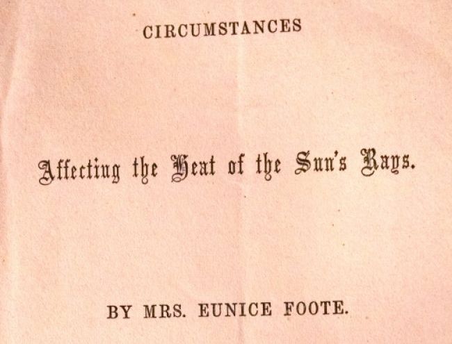 First Paper to Link CO2 and Global Warming, by Eunice Foote (1856) photo image