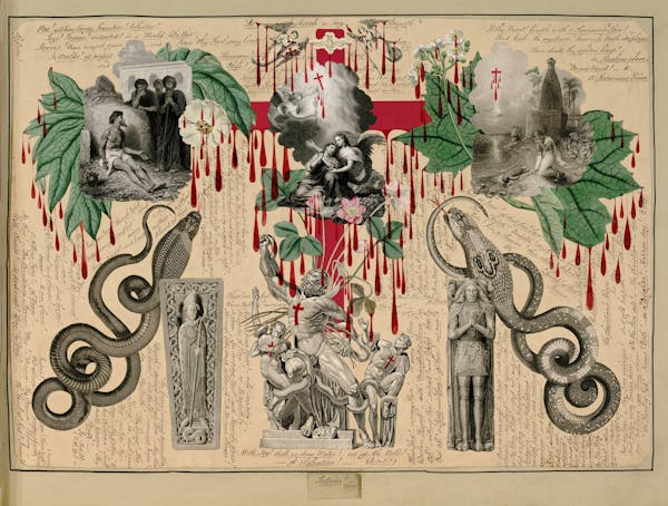 John Bingley Garland collage from Evelyn Waugh's Blood Book