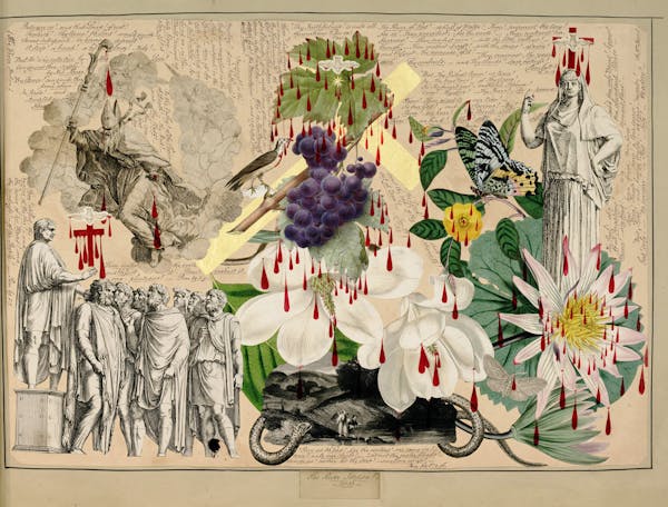 John Bingley Garland collage from Evelyn Waugh's Blood Book