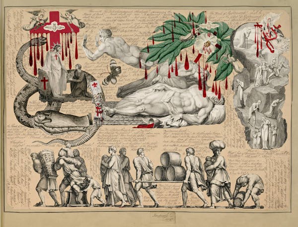 John Bingley Garland collage from Evelyn Waugh's Blood Book