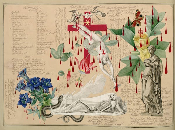 John Bingley Garland collage from Evelyn Waugh's Blood Book