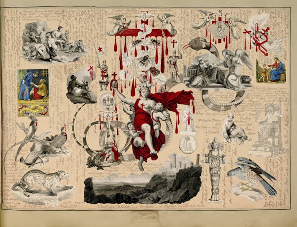 John Bingley Garland collage from Evelyn Waugh's Blood Book