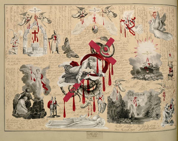 John Bingley Garland collage from Evelyn Waugh's Blood Book