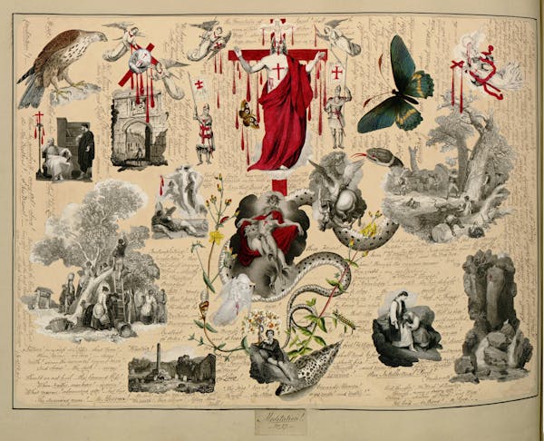 John Bingley Garland collage from Evelyn Waugh's Blood Book