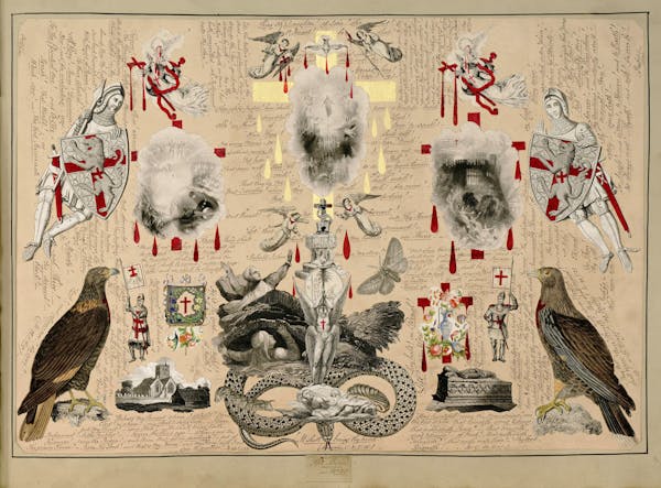 John Bingley Garland collage from Evelyn Waugh's Blood Book