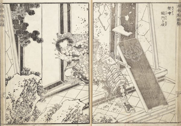 Illustration by Hokusai of warriors