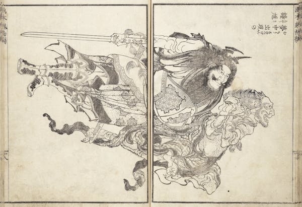 Illustration by Hokusai of warriors