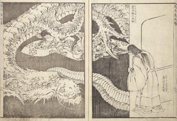 Illustration by Hokusai of warriors