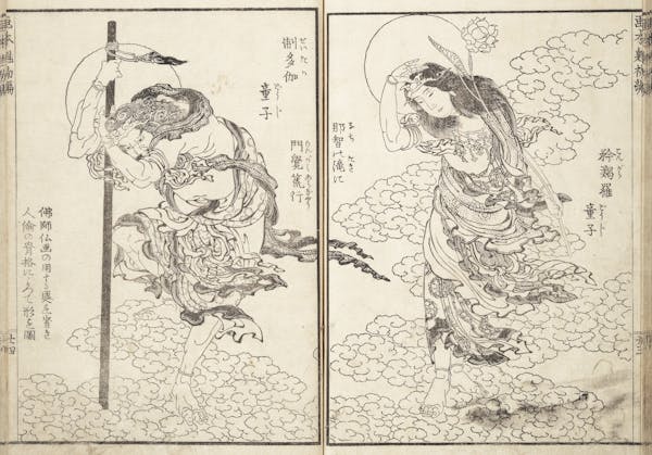 Illustration by Hokusai of warriors