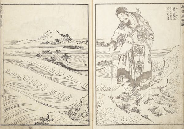 Illustration by Hokusai of warriors