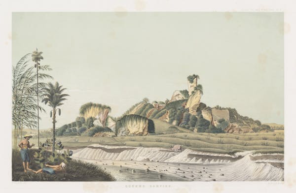 Landscape lithograph of Java