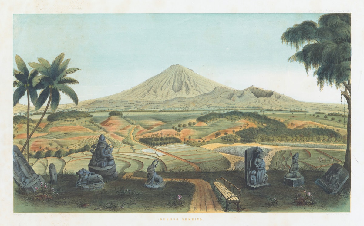 Lithograph of landscape in Java