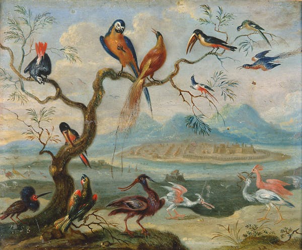 Painting of animals in landscape by Van Kessel