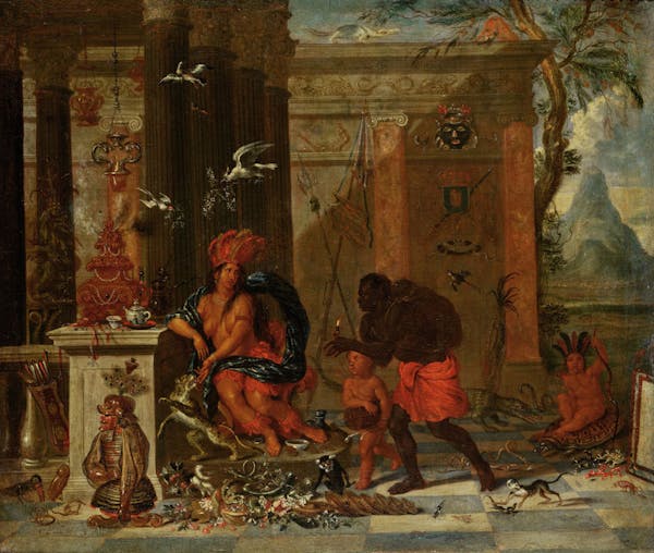 Painting of animals in landscape by Van Kessel