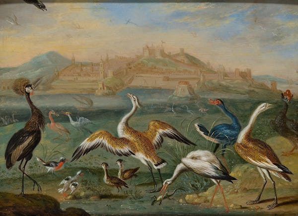 Painting of animals in landscape by Van Kessel