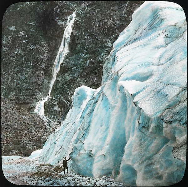 Glacier and waterfall