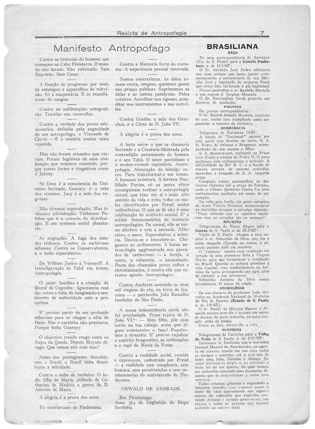 Page of the manifesto antropofago