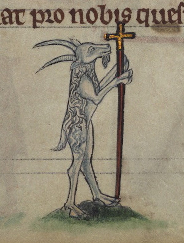 Goat carrying a crucifix, detail from fol. 79r.