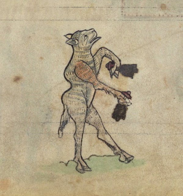 Sheep ringing bells, from fol. 73r.