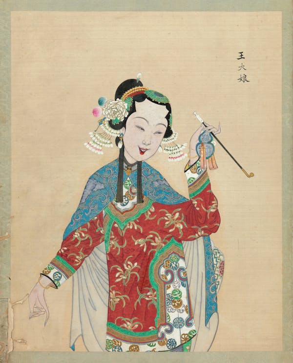 Portrait on silk of opera character