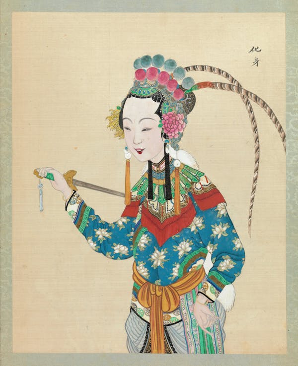 Portrait on silk of opera character