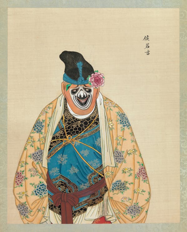 Portrait on silk of opera character