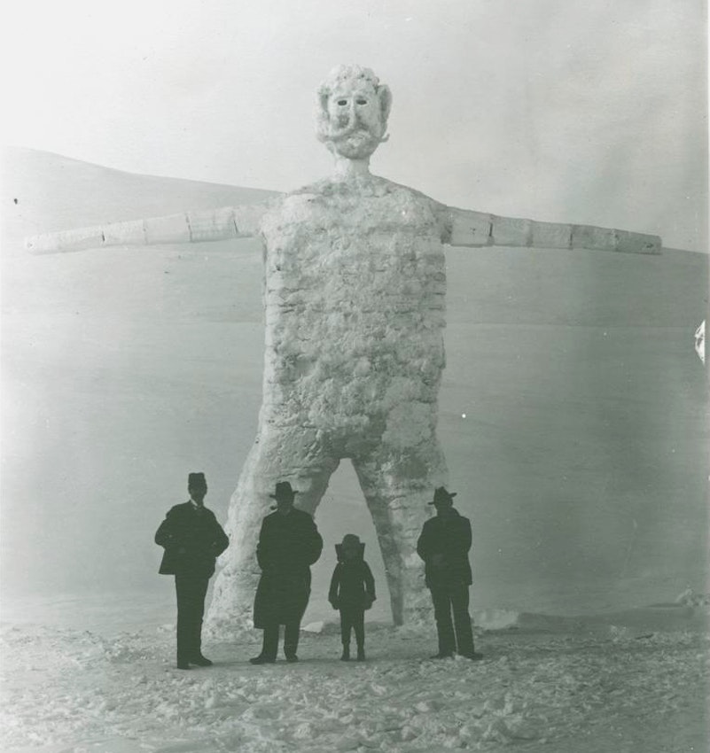 photograph of snowman