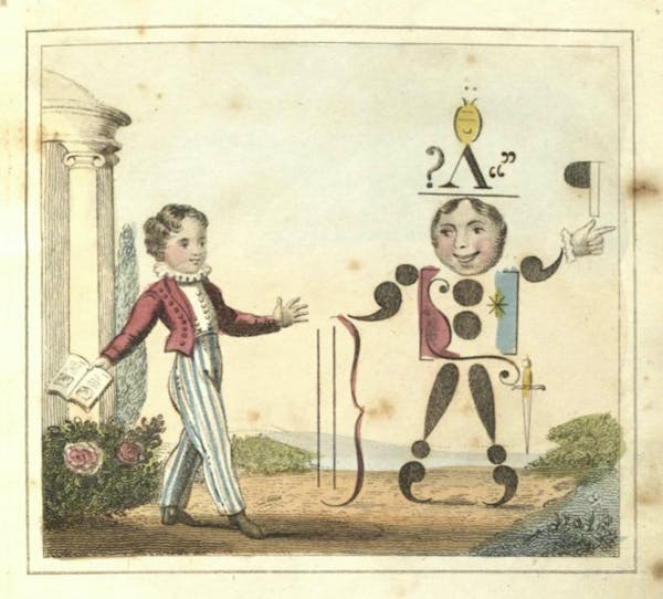 Coloured engraving of punctuation