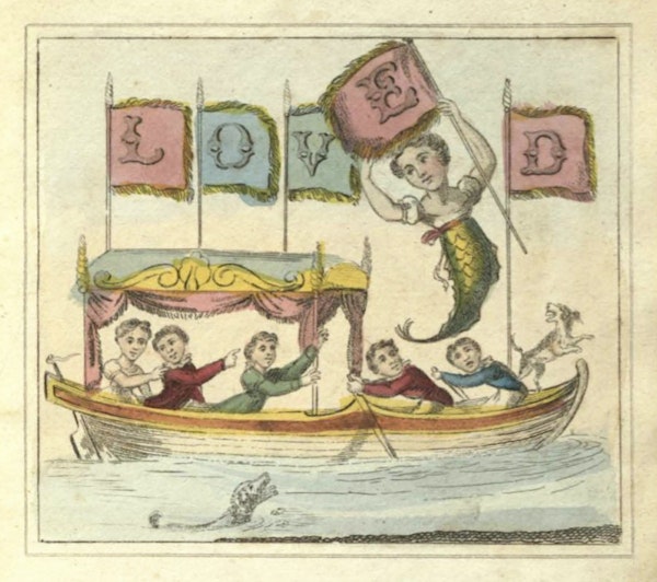 Coloured engraving of punctuation