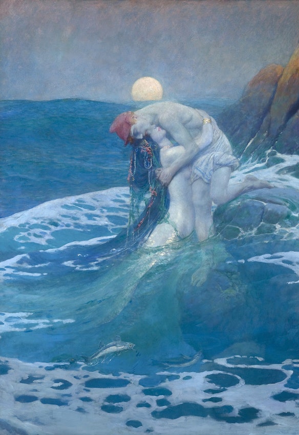 illustration of mermaid and man