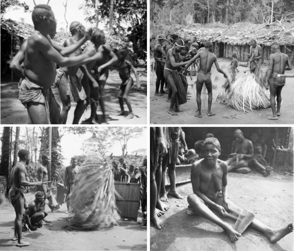 Four photos of people taken on the 1946 mission