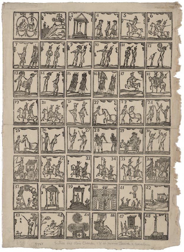 Numbered cells in a grid show different scenes