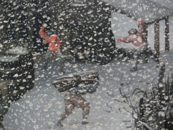 Representation of snowball fight in visual art
