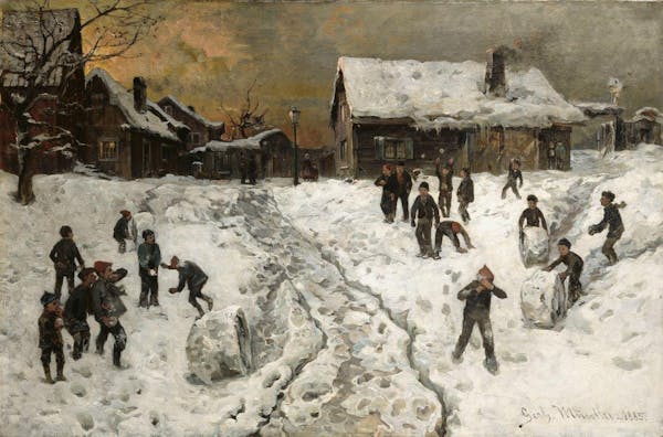 Representation of snowball fight in visual art