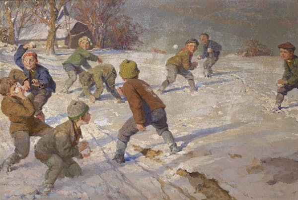 Representation of snowball fight in visual art