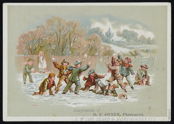 Representation of snowball fight in visual art