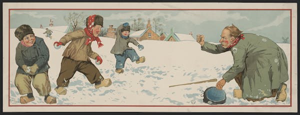 Representation of snowball fight in visual art