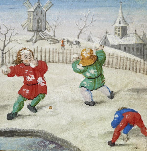 Representation of snowball fight in visual art