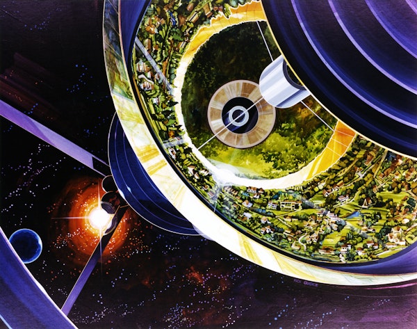 Illustration of space colony