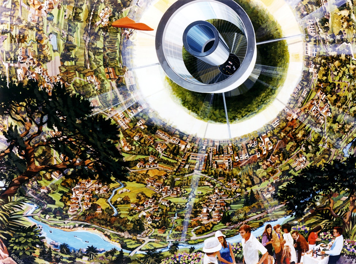 Illustration of space colony