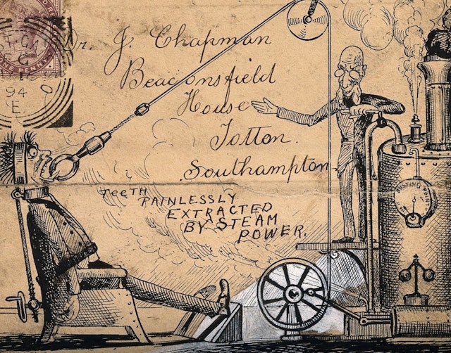 Steam-Powered Tooth Extraction on an Envelope (1894)