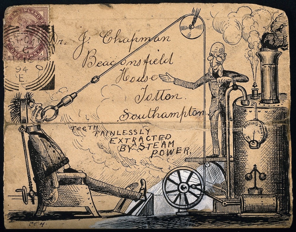 Steam Powered Tooth Extraction On An Envelope 14 The Public Domain Review