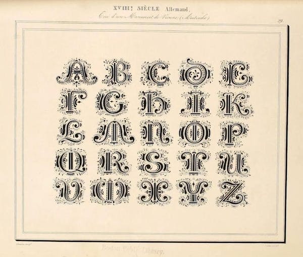 Page from Joseph-Balthazar Sylvestre’s Alphabet Album