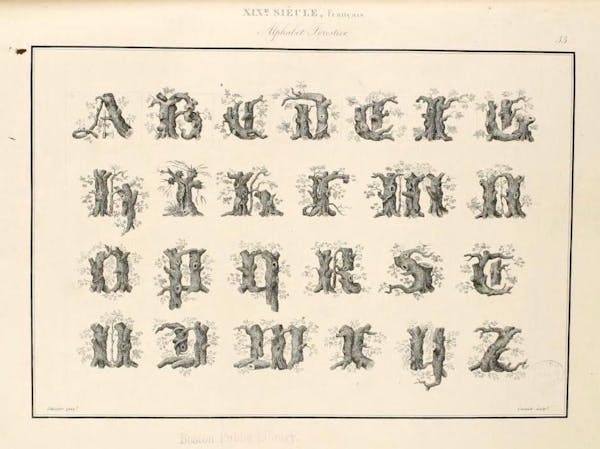 Page from Joseph-Balthazar Sylvestre’s Alphabet Album