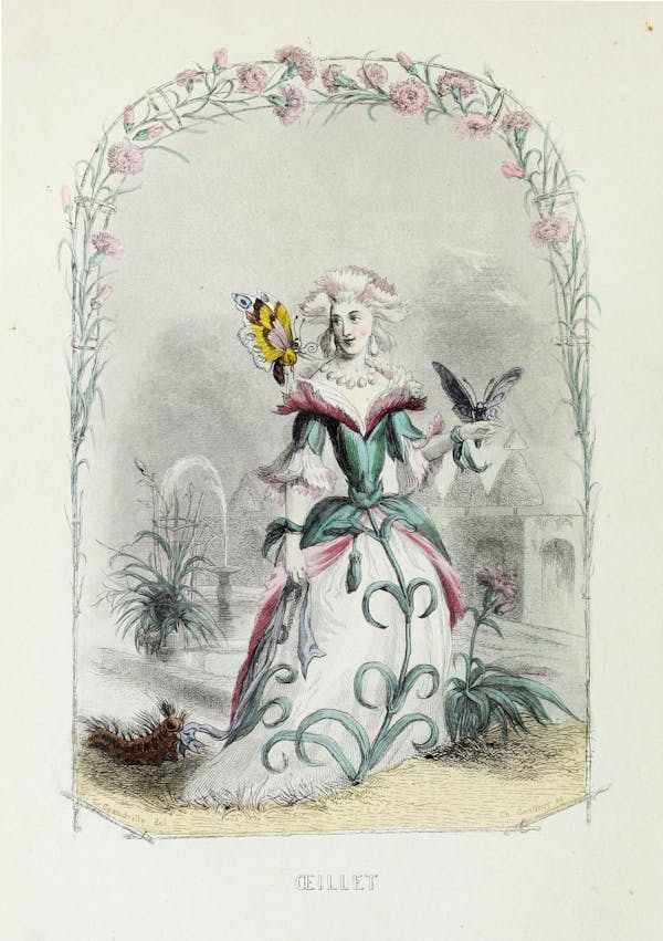 Grandville illustration of flowers