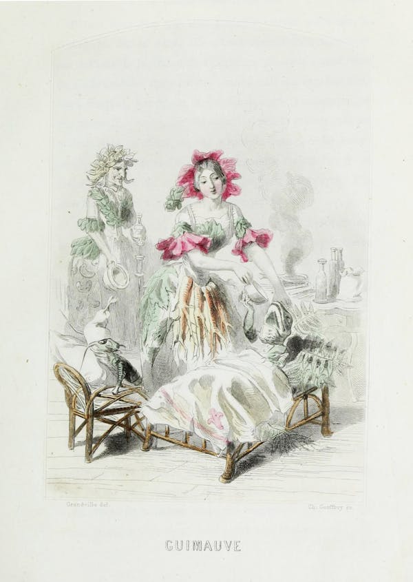 Grandville illustration of flowers