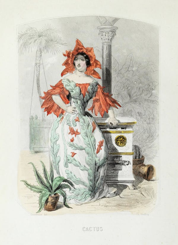 Grandville illustration of flowers