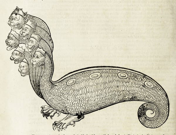 Woodcut illustration of animal