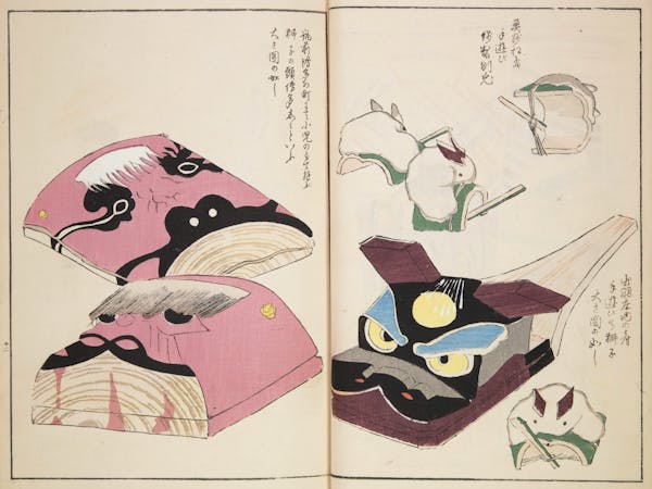 Woodblock image of Japanese toys